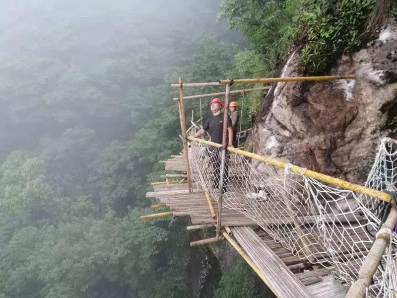 丹崖夕照“打卡地”呼之欲出——天岳幕阜山悬崖栈道主体十月完工